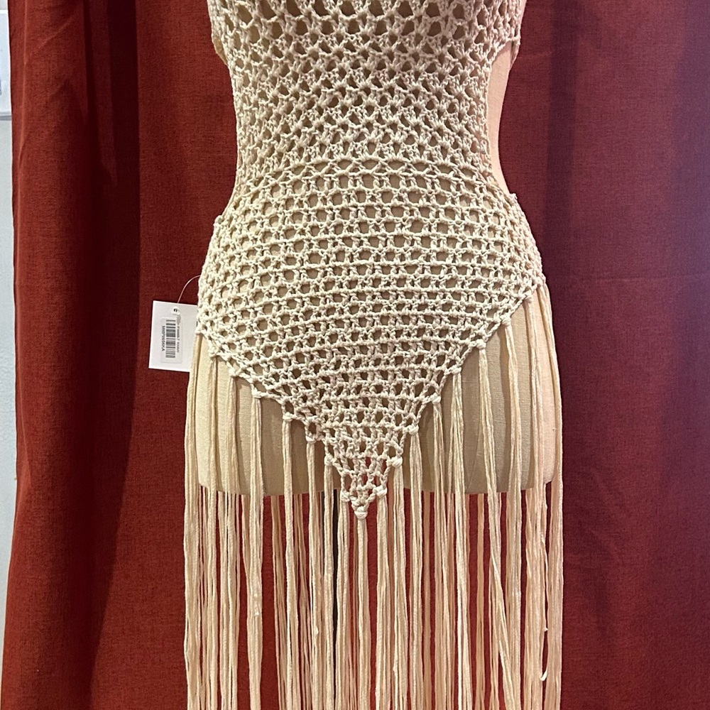 Elegant Cream Crochet Swimsuit Cover-Up